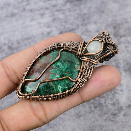 Blue Green Azurite Malachite Gemstone Pendant