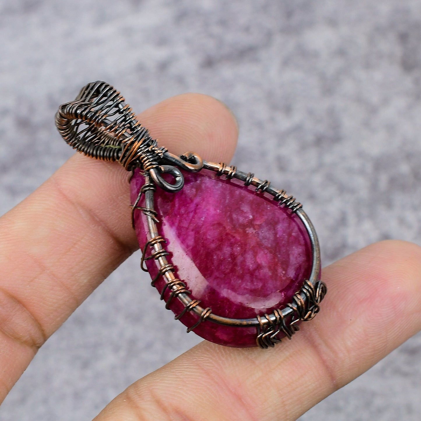 Red Ruby Gemstone Tree of Life Pendant