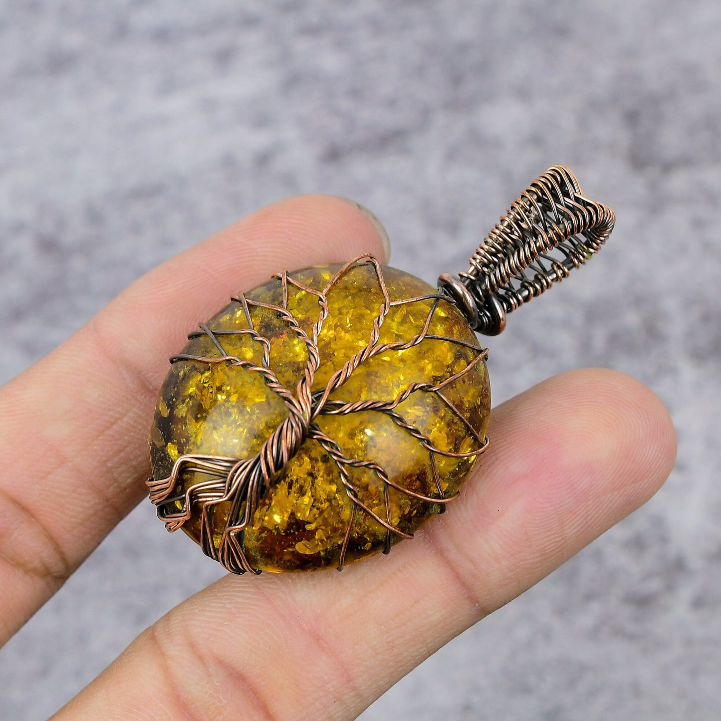 Copper Baltic Amber Gemstone Pendant
