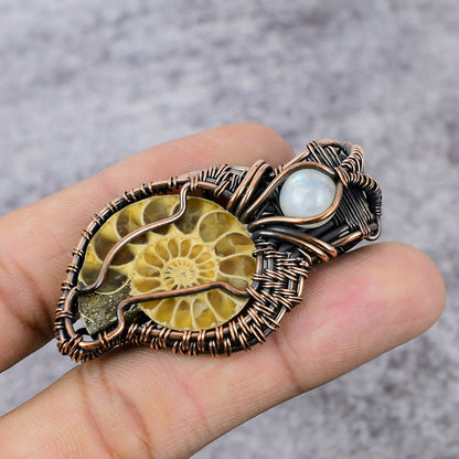 Copper Brown Ammonite Fossil Gemstone Pendant