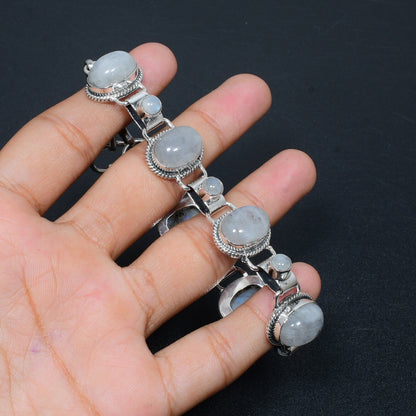 Sterling Silver Rainbow Moonstone Bracelet
