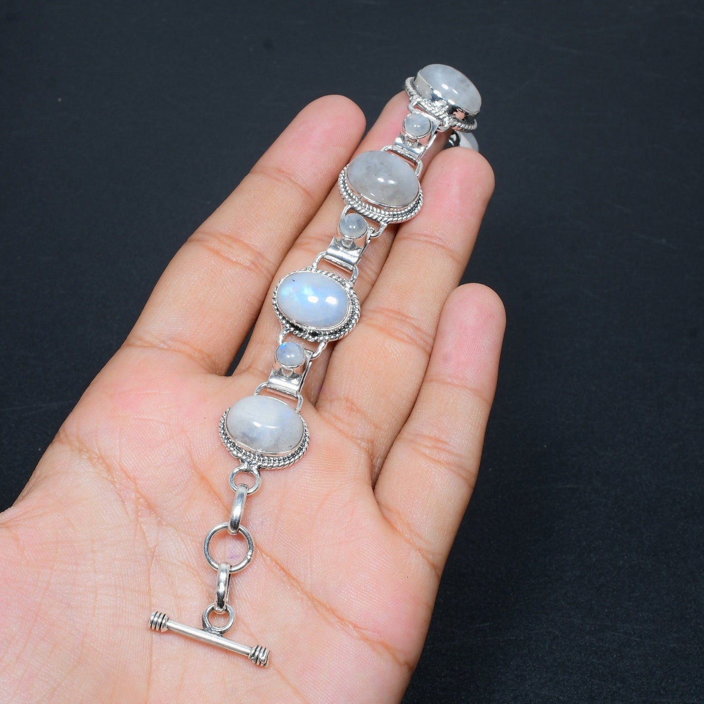 Sterling Silver Rainbow Moonstone Bracelet