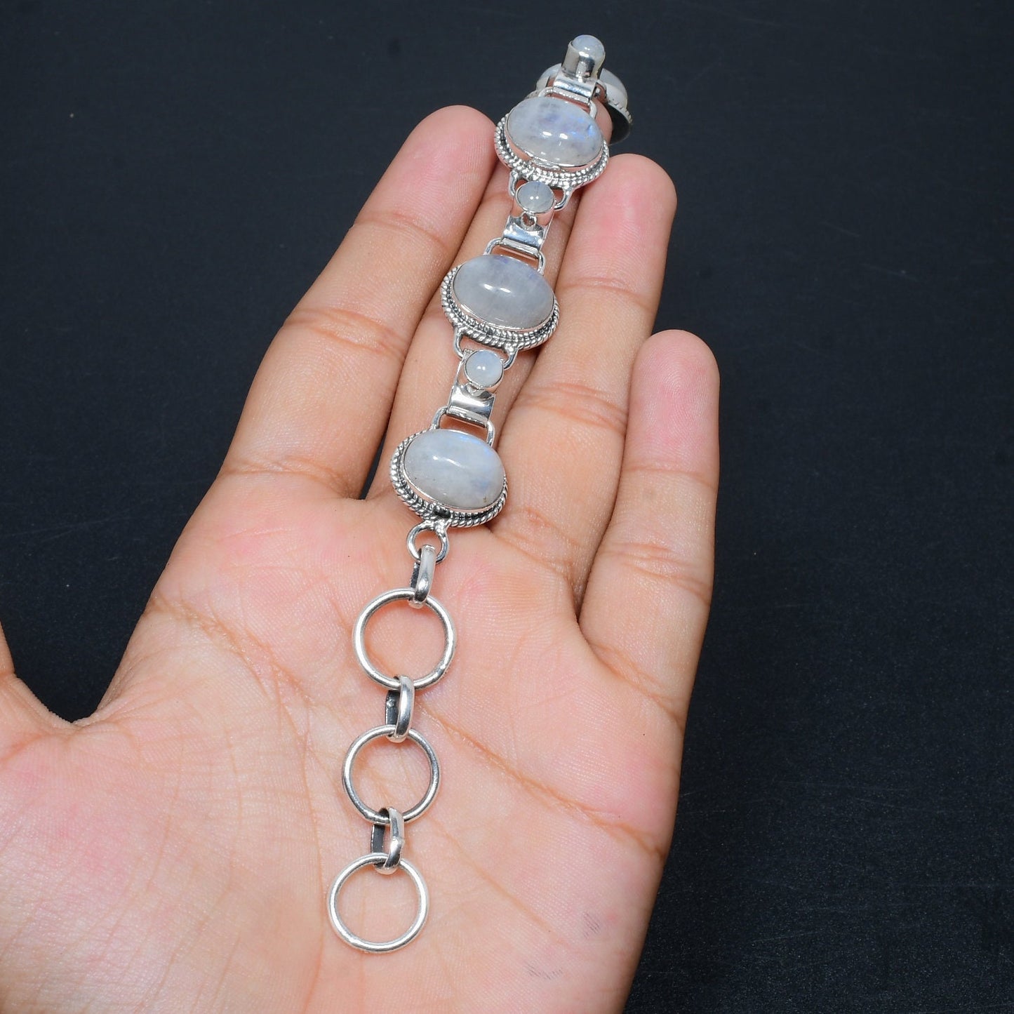 Sterling Silver Rainbow Moonstone Bracelet