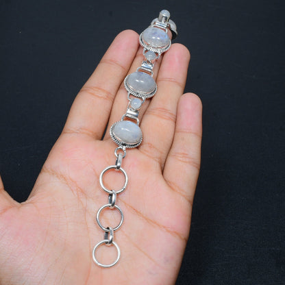 Sterling Silver Rainbow Moonstone Bracelet