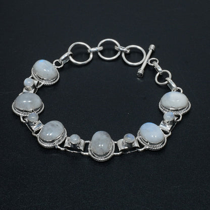 Sterling Silver Rainbow Moonstone Bracelet