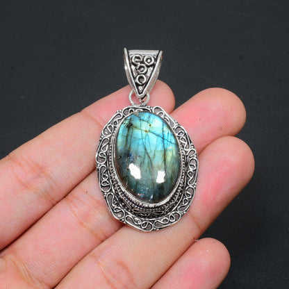 Blue Fire Labradorite Gemstone Pendant