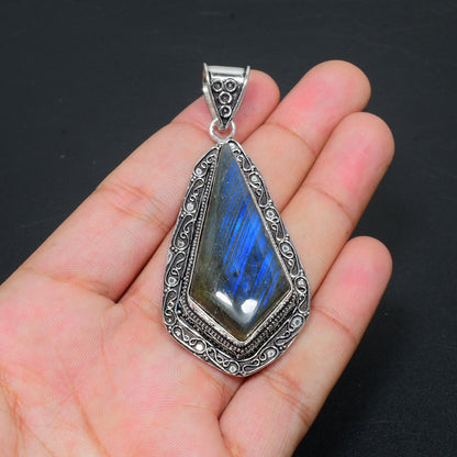 Blue Fire Labradorite Gemstone Pendant
