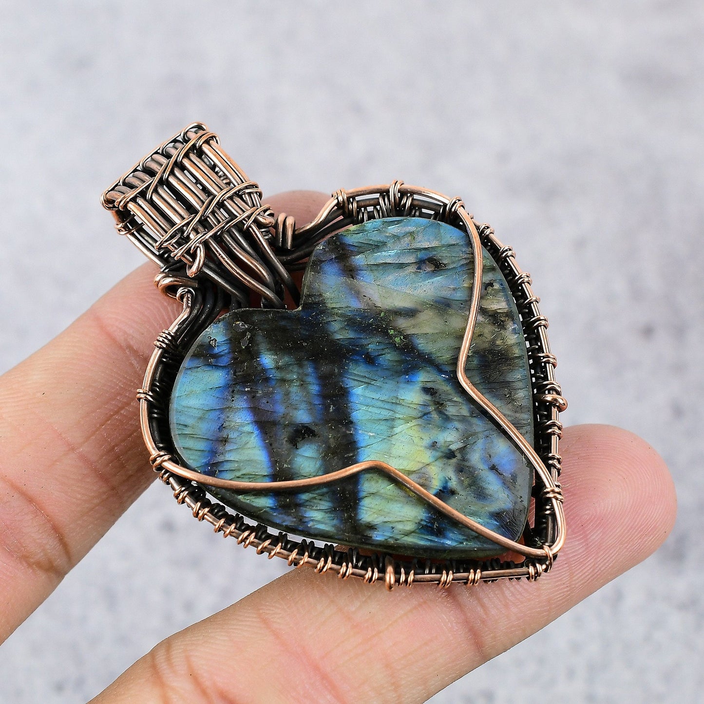 Blue Evil Eye Labradorite Gemstone Pendant