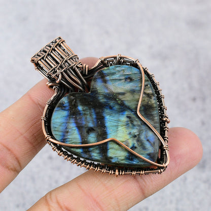 Blue Evil Eye Labradorite Gemstone Pendant