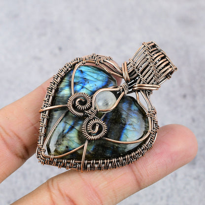 Blue Evil Eye Labradorite Gemstone Pendant