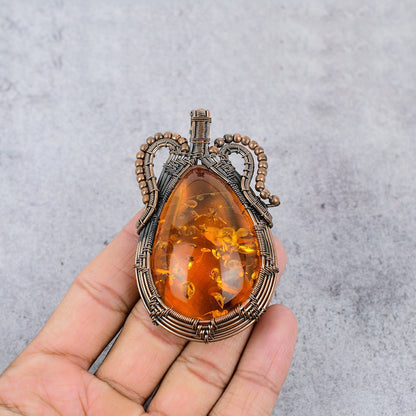 Golden Baltic Amber Gemstone Pendant