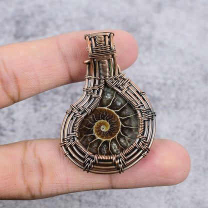 Copper Ammonite Gemstone Pendant