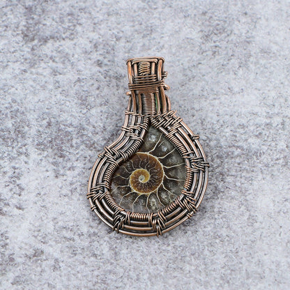 Copper Ammonite Gemstone Pendant