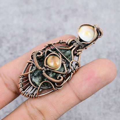 Copper Shiva Eye Gemstone Pendant