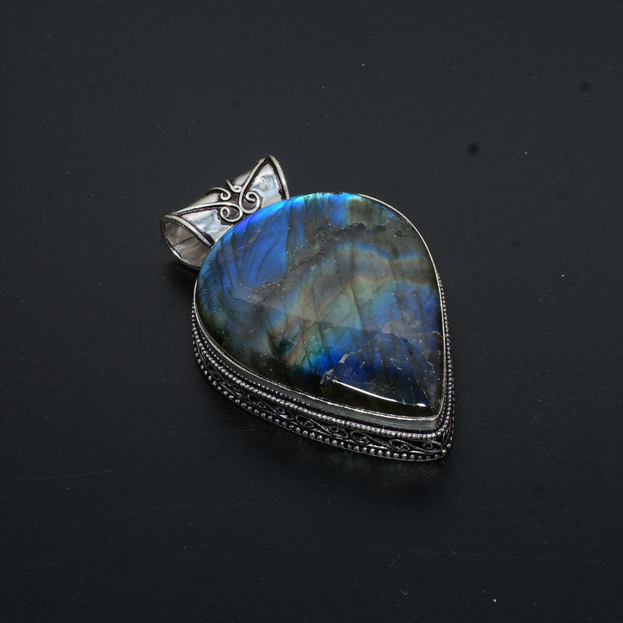 Blue Fire Labradorite Gemstone Pendant