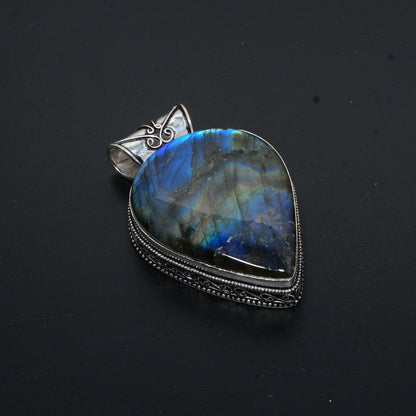 Blue Fire Labradorite Gemstone Pendant