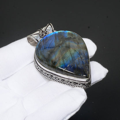 Blue Fire Labradorite Gemstone Pendant