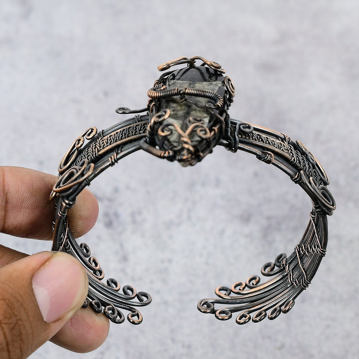 Copper Orthoceras Fossil Gemstone Bracelet