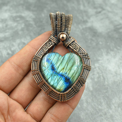 Blue Labradorite Gemstone Heart Pendant