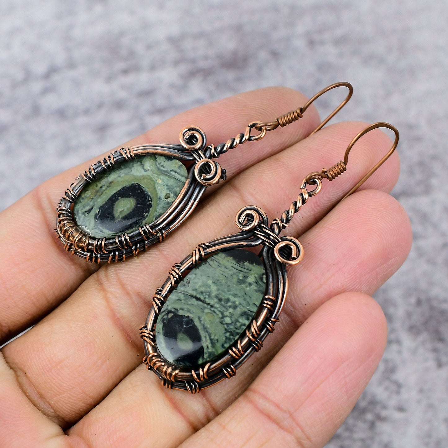 Star Galaxy Copper Gemstone Earrings