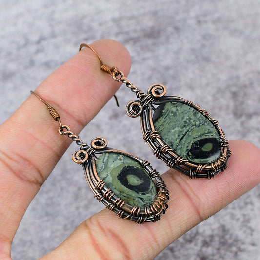 Star Galaxy Copper Gemstone Earrings