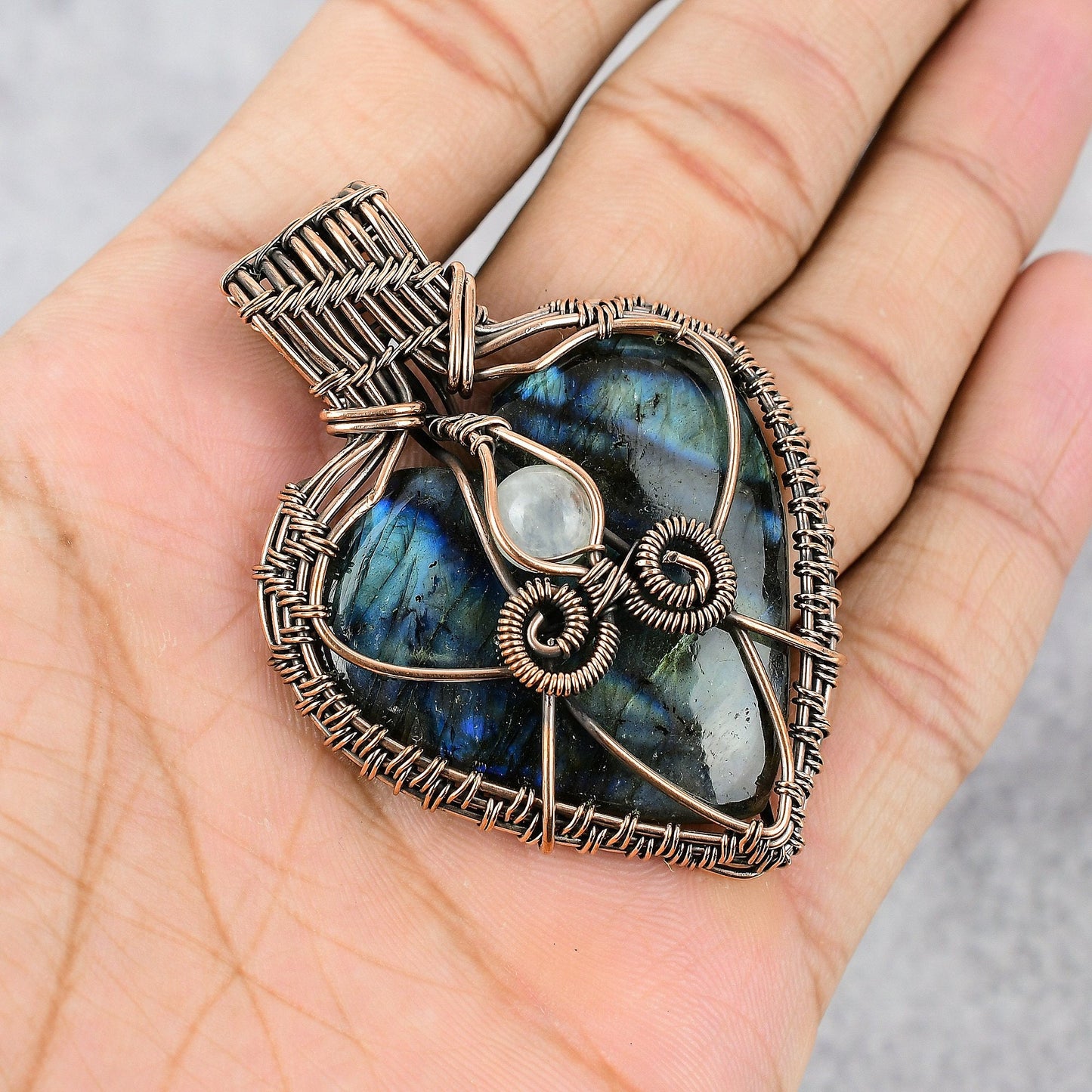 Blue Evil Eye Labradorite Gemstone Pendant