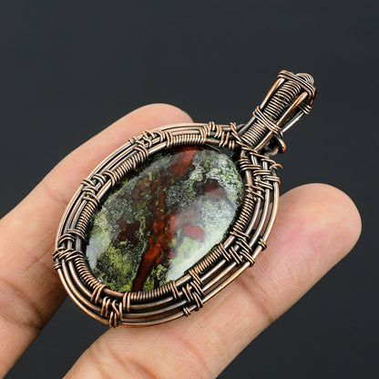 Green Red Dragon Blood Jasper Gemstone Pendant