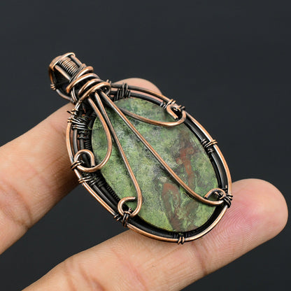 Green Red Dragon Blood Jasper Gemstone Pendant