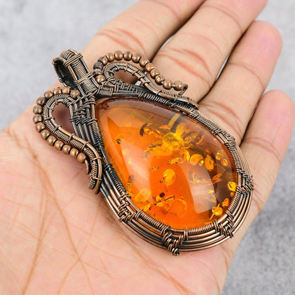 Golden Baltic Amber Gemstone Pendant