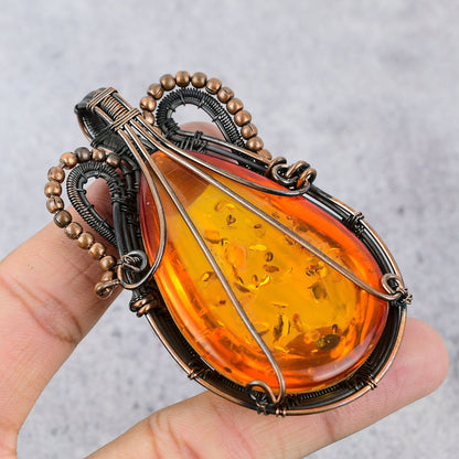 Golden Baltic Amber Gemstone Pendant