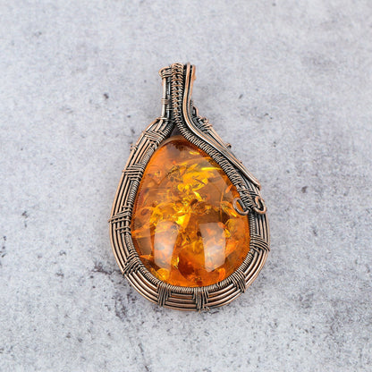 Golden Amber Gemstone Pendant