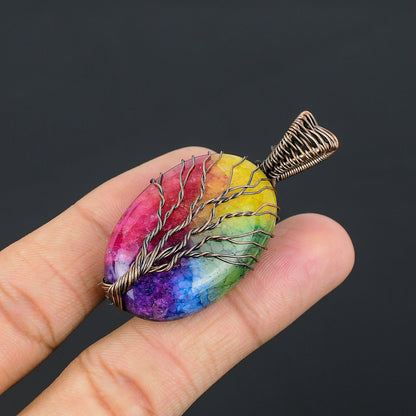 Copper Solar Quartz Gemstone Pendant