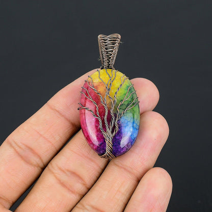 Copper Solar Quartz Gemstone Pendant