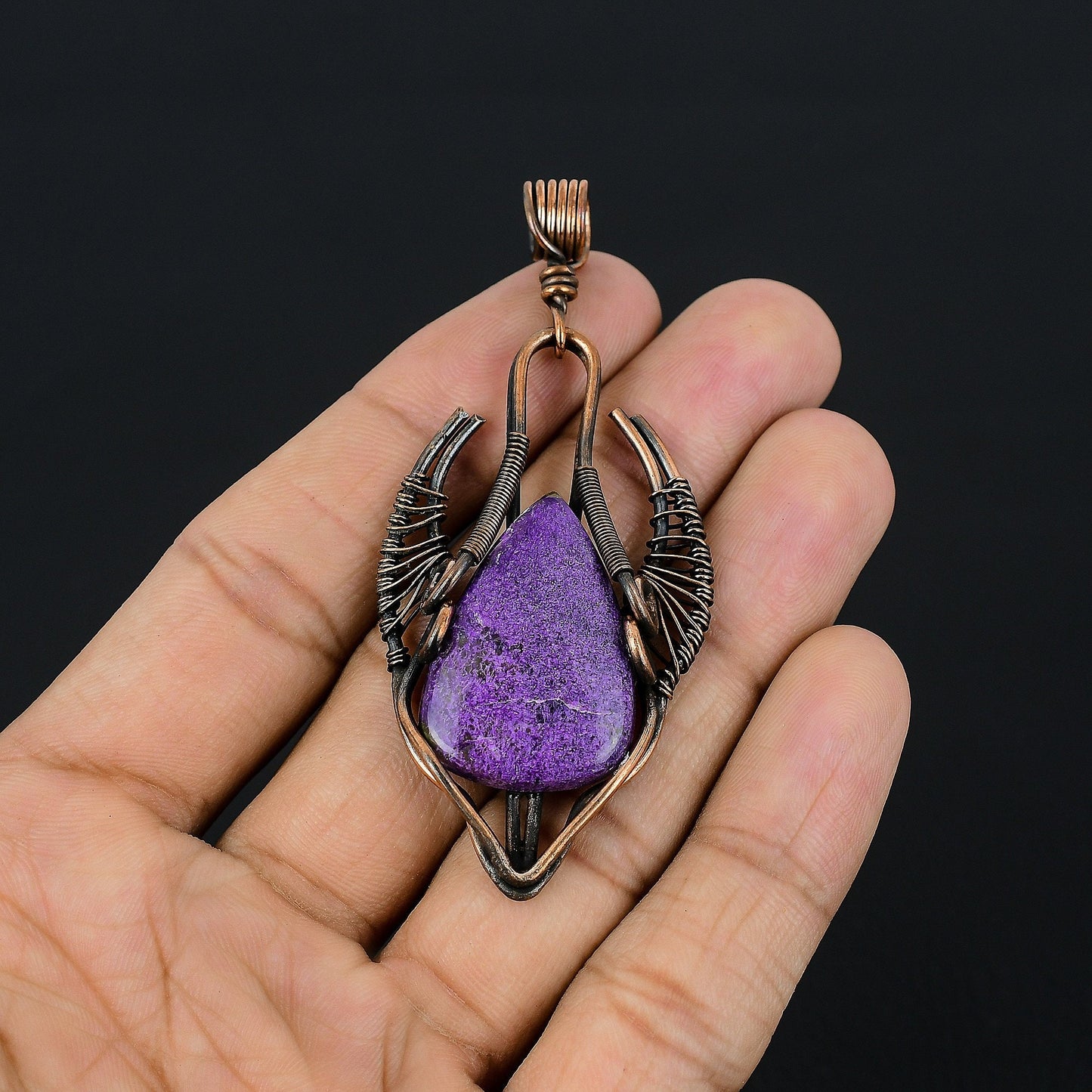 Purple Purpurite Stichtite Bull Face Gemstone Pendant