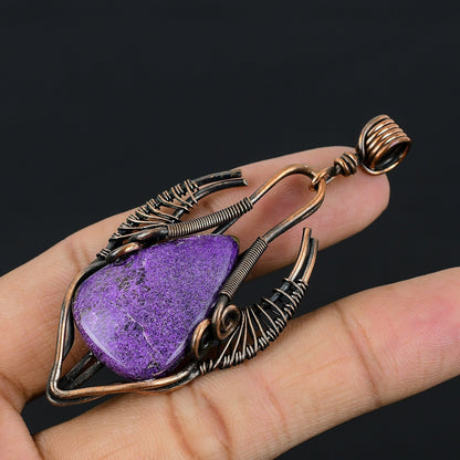 Purple Purpurite Stichtite Bull Face Gemstone Pendant