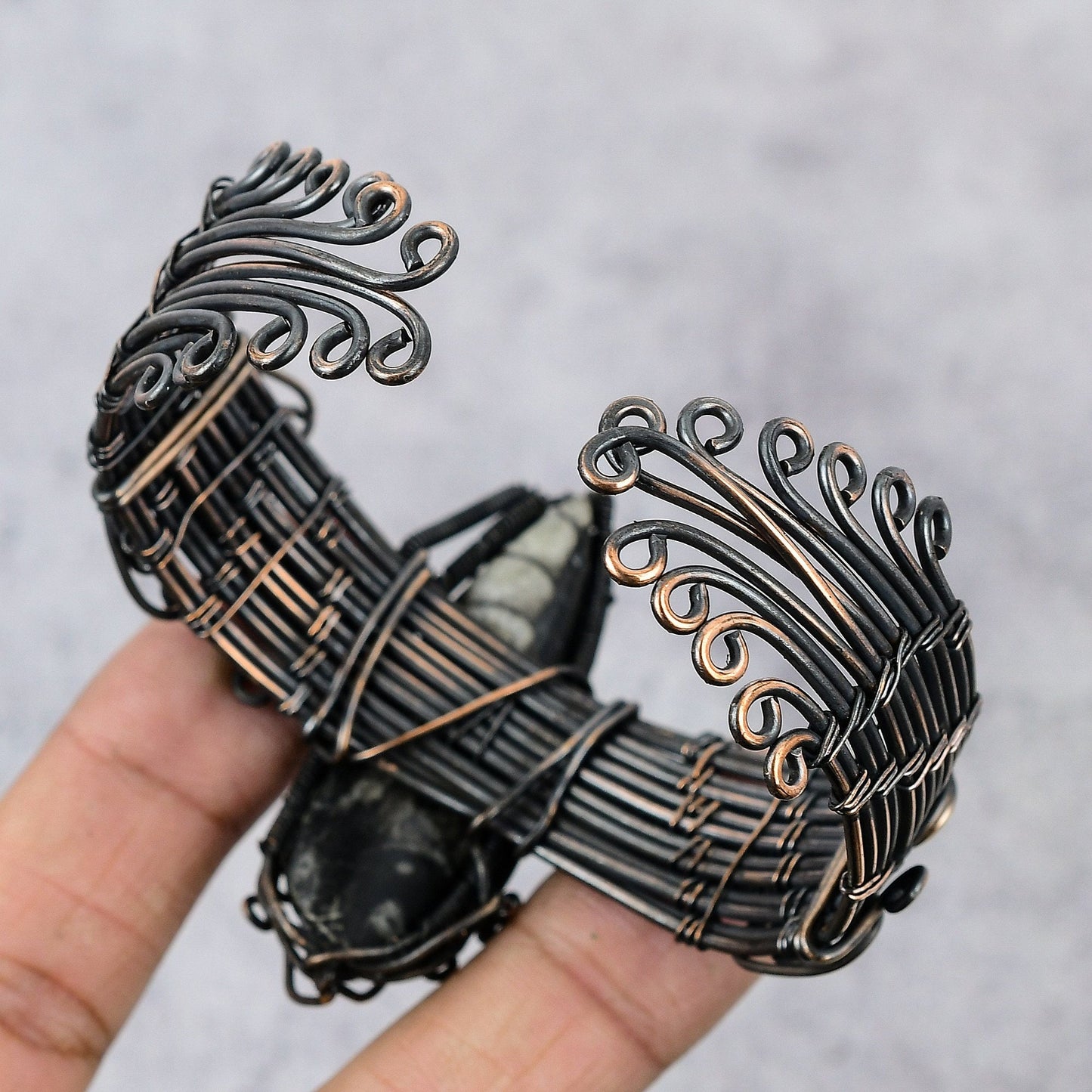 Copper Orthoceras Fossil Gemstone Bracelet