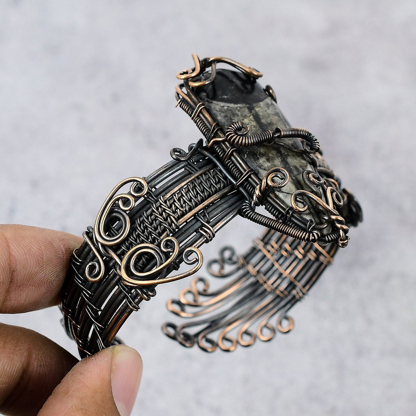 Copper Orthoceras Fossil Gemstone Bracelet