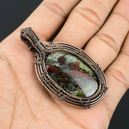 Green Red Dragon Blood Jasper Gemstone Pendant