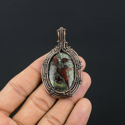 Green Red Dragon Blood Jasper Gemstone Pendant