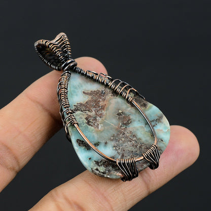 Blue Larimar Gemstone Tree Pendant