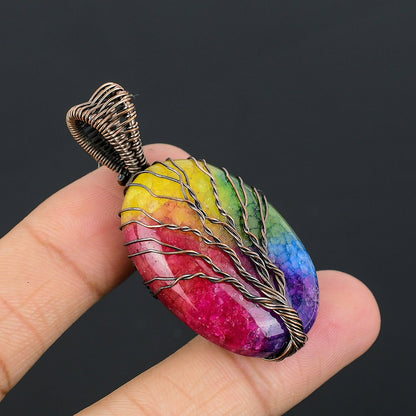 Copper Solar Quartz Gemstone Pendant