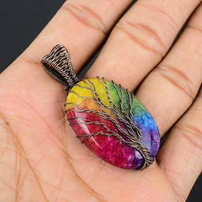 Copper Solar Quartz Gemstone Pendant