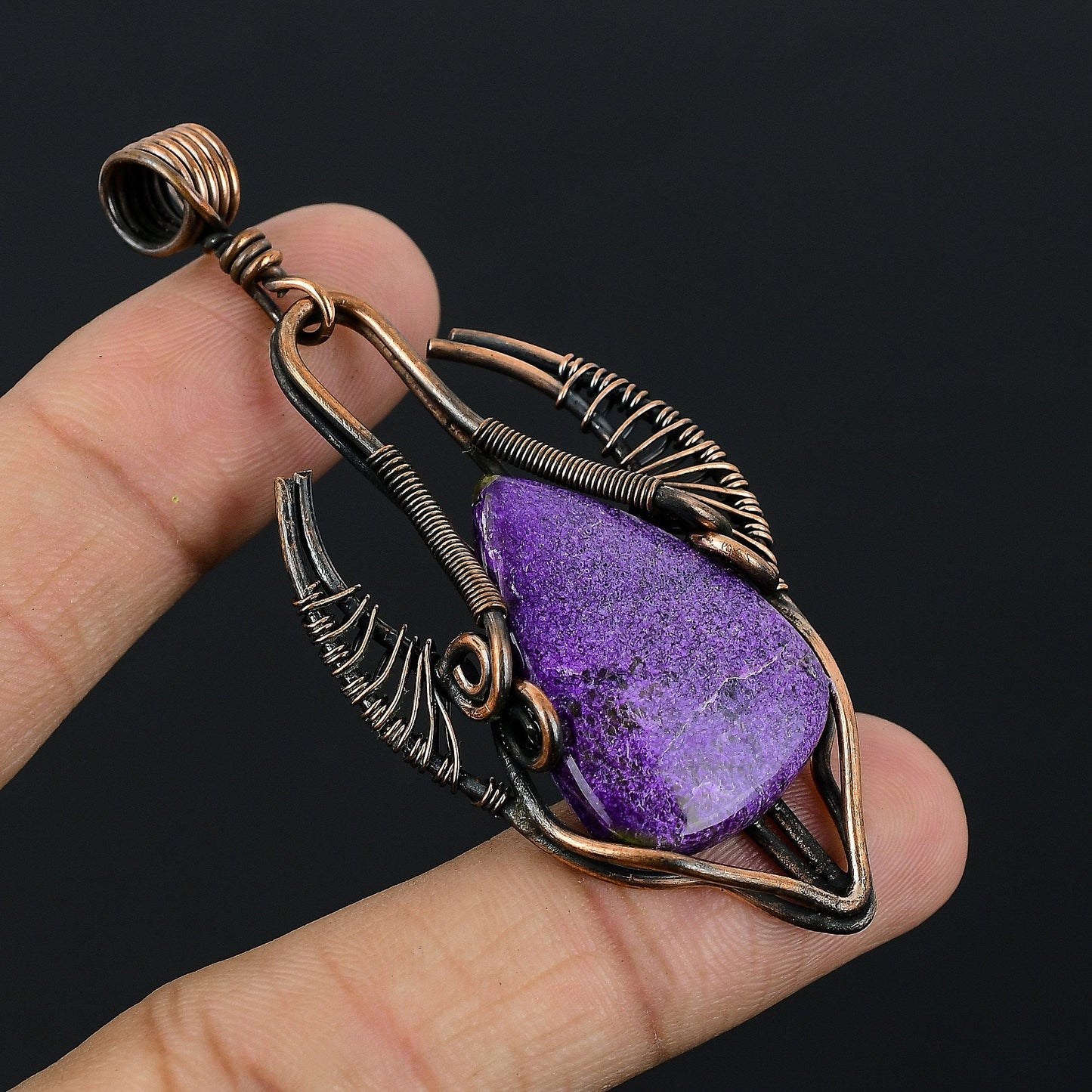 Purple Purpurite Stichtite Bull Face Gemstone Pendant