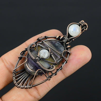 Green Purple Fluorite Gemstone Pendant