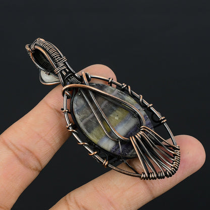 Green Purple Fluorite Gemstone Pendant