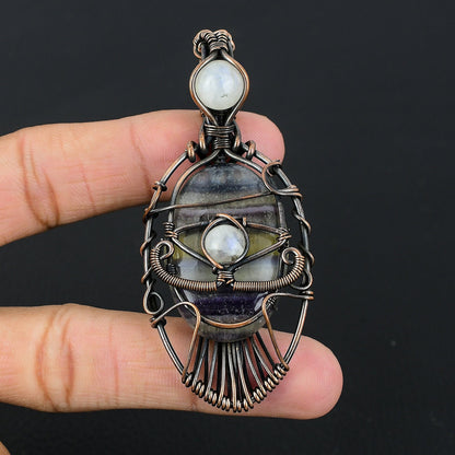 Green Purple Fluorite Gemstone Pendant