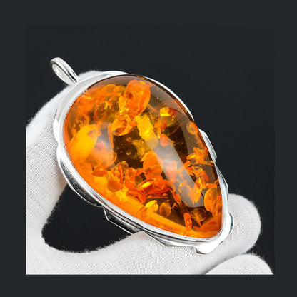 Honey Amber Sterling Silver Pendant