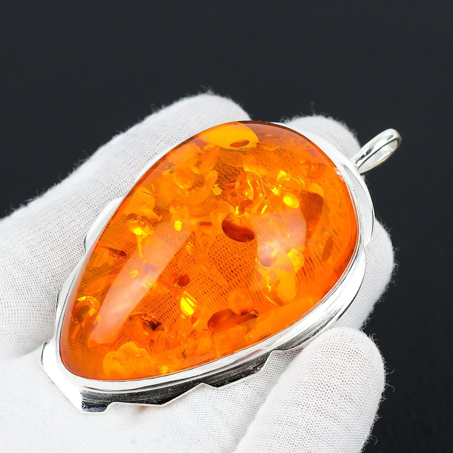 Honey Amber Sterling Silver Pendant