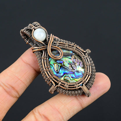 Iridescent Abalone Moonstone Gemstone Pendant