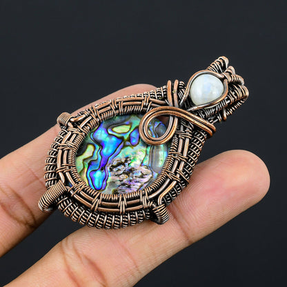 Iridescent Abalone Moonstone Gemstone Pendant